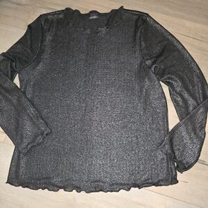 Zara Metallic Black Long Sleeve Top